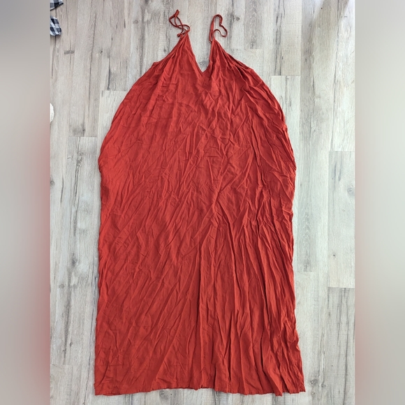 Elan Rust Orange V Front and Back Maxi Dress, Size Medium - Picture 2 of 5